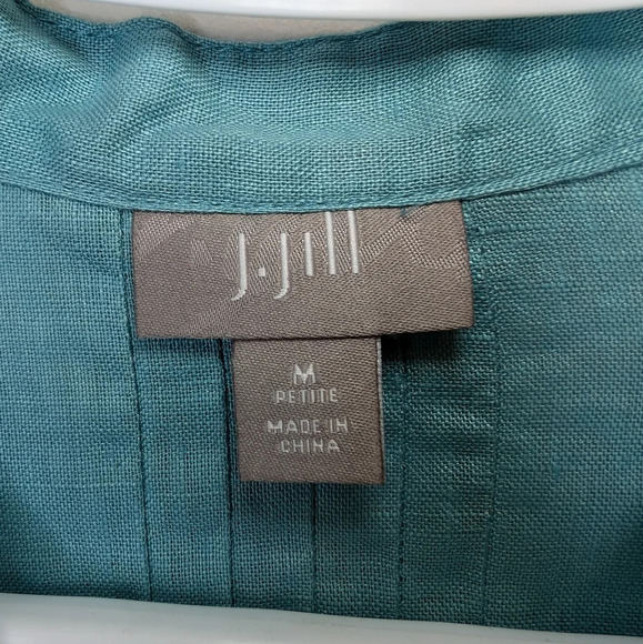 J Jill Size M Pintuck  Pleat Tunic Top Half Sleeve 100% Linen Shirt Blouse Long - Picture 4 of 9